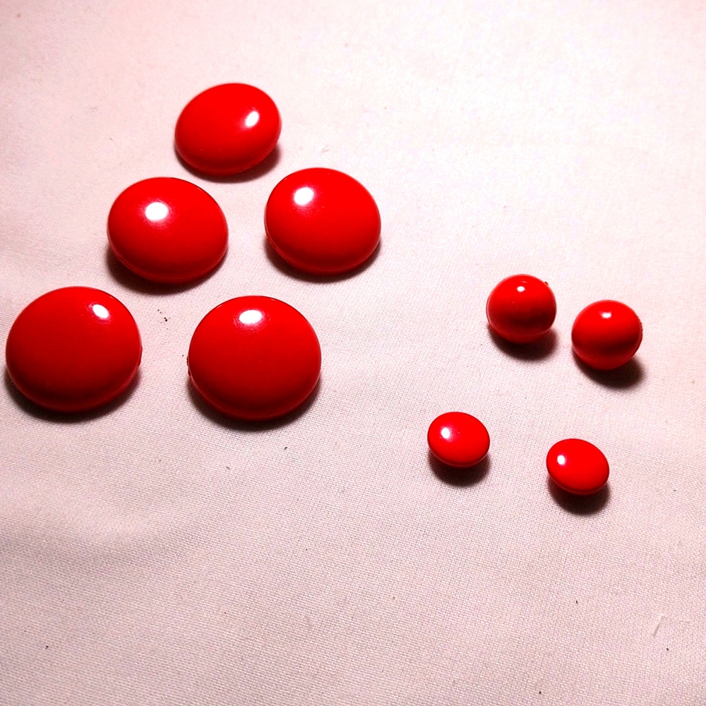 Vintage Red Buttons Set of 9